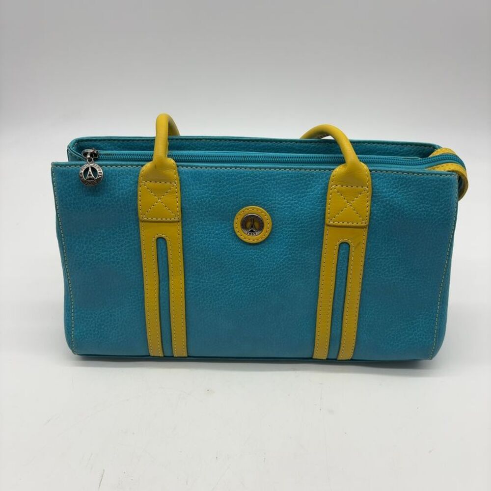 La Tour Eiffel Blue and Yellow Two-Tone Leather Tote